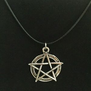 - ⭐️ Wicca pentagram charm necklace + black cord w crystal